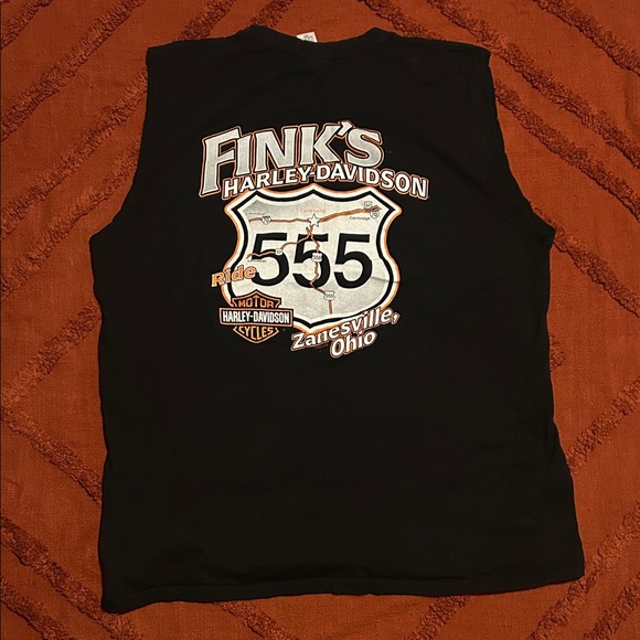 Harley-Davidson Black and Orange Sleeveless Tee - Picture 4 of 4